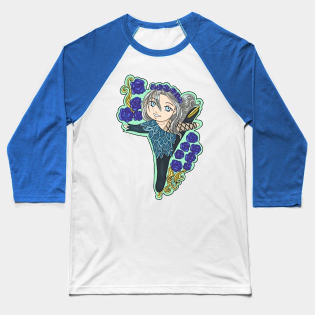 Yurii! on Ice - Viktor Flower Crown Baseball T-Shirt by CintiaSand